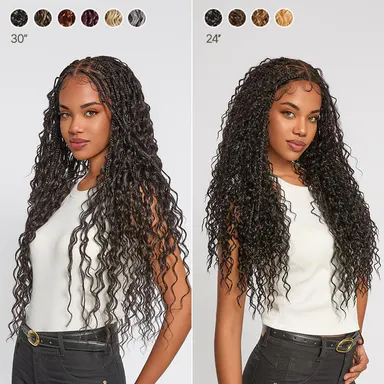 Frodio Veralux™ Fiber Full Lace Boho Braids Synthetic Box Braid Wig – Grid-Part Top with Mixed Boho Curls #summervibes#SohoChic