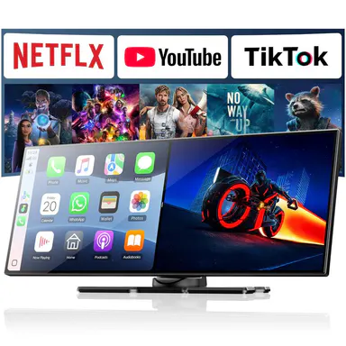 LAMTTO 10.25\" Big Wireless CarPlay Screen Watch Youtube/Netflix/TikTok While Parked Auto-Connect, iPhone 8–16+ & Android 11+ Any Car Upgrade