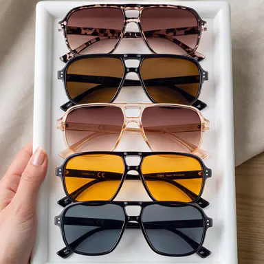 5-Pack unisex Unisex Double Bridge Aviator Sunglasses,Best For Strong Direct Sunlight,UV Protection For Outdoor Cycling Driving,Sun Protective Sunglasses,Double-Bridge Glasses For Women,Retro Trendy Oval Polarized Sunglasses