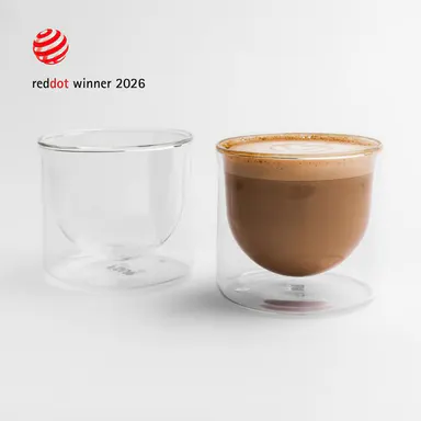 FLUR Latte XL Glasses (Set of 2) – Perfect for, Lattes, Matcha, & Chai – For Hot or Iced Drinks – Double-Walled Borosilicate Glass – Handmade, Lightweight & Durable – 10oz