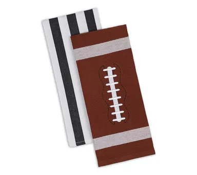 Design Imports Set of 2 Football & Stripes Kitchen Towels