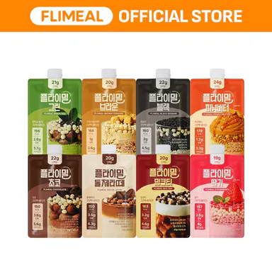 FLIMEAL Crunchy Protein Shake Powder, 20-23g Protein, Low Sugar, Low Calorie Meal Replacement, 7 Single-Serve Pouches, K-Inspired Flavors