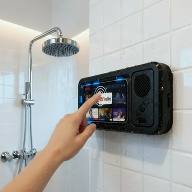 Bathroom shower waterproof phone holder Bluetooth speaker 360°Rotation touch screen mobile phone box watch movie listening music Summervibes,back to school,back to school haul