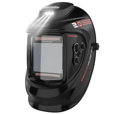 YESWELDER LYG-30800H Auto-Darkening Welding Helmet with Rechargeable Fan, Light, 4 Arc Sensors, 1/1/1/1 True Color Lenses (3.93\"x3.66\" Large View), 6.0 Hours Batteries, Shade 3/5-9/9-13 for TIG, MIG, Arc (Tools & Hardware Welding Accessory)