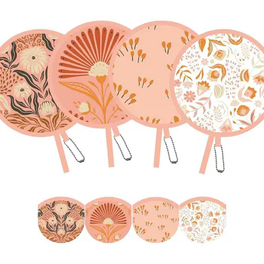 4 Pack Foldable Hand Fans, Round Handheld Cooling Fans for Weddings, Concerts, Travel, Events, Indoor & Outdoor Use Decor Gifts