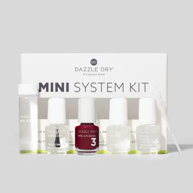 Dazzle Dry Professional 4-Step Mini Kit - 5-Piece Long-Wear Chip-Resistant Nail Polish, 0.93 fl oz Total Base Coat for Fingernails & Toenails, Manicure, Nail Art, Daily Use, Anti-Peeling High-Performance Formula