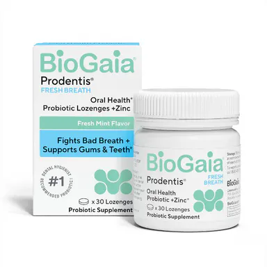 BioGaia Fresh Breath Oral Probiotics for Bad Breath & Halitosis | + Zinc to Neutralize Odors | Promotes Healthy Gums & Teeth | 30 Dental Probiotic Lozenges | Dental Hygienist-Recommended