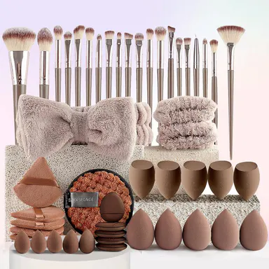 49pcs Makeup Brushes Kit, Multi-functional Makeup Tool Set with Makeup Brush Foundation Brush Make up Brushes Set (Champagne)