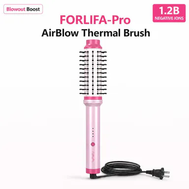 FORLIFA-Pro Blowout Boost Negative Ion Thermal Brush Styler - 2-in-1 Multifunctional Blowout Hair Tool with AirBlow Tech, Straightening Comb, 300℉-420℉ Temp, 1.2B Ions, Smooth Frizz Control, Triple Protection, Anti-Tangle, 120-240V Universal