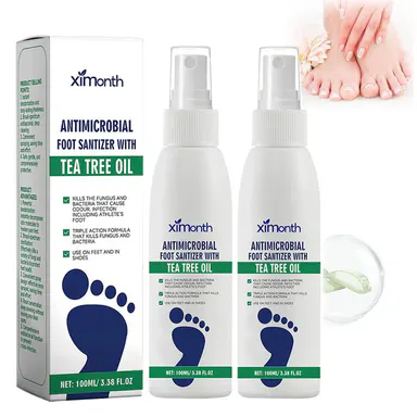 (3 bottles)Tea Tree Oil Foot Spray - Plantar Moisturizing Deodorant for Odor Control & Dry Feet Care, Natural Foot Sanitizer with Antifungal Properties,Ximonth Clear Foot Sanitizer Spray,for Foot & Shoe Freshness