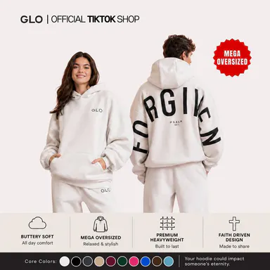 GLO Kingdom Essential Hoodie | Core Collection | Oversized Christian Hoodie  Cotton Fabric Pocket  Womenswear Fit Statement Fleece Polyester