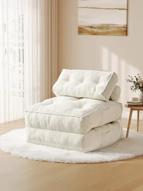 ONBRILL Corduroy Foam Futon Couch Loveseat - Foldable Sleeper with Pillow, Back Support Convertible, Portable Single Indoor Furniture for Small Space Bedroom, Modern Living Room, Folding Couch, Foam Sofa