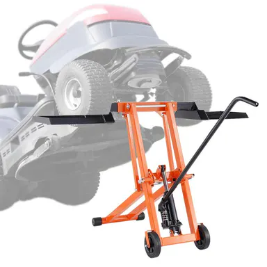 【BackToSchool】VEVOR Lawn Mower Lift with Hydraulic Jack, 500 Lbs Weight Capacity, Solid Carbon Steel Lawn Mower Lift, Adjustable Movable Lawn Lifter for Riding Tractors and Zero Turn Lawn Mowers, Orange 