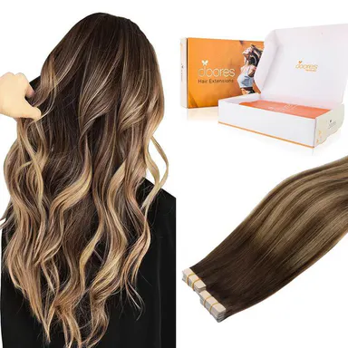 Doores Tape in  Remy Human Hair Extensions Natural Straight 14-24\" Length for Everyday Use#tiktokshopbacktoschool