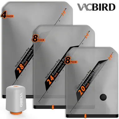【BackToSchool】VACBIRD New X8 Vacuum Packing Pump Storage Bags，Summer Vibes Rechargeable Wireless Pump Travel Storage Bags Set Portable Space Saver Bags for Travel & Home - Vacuum Compression Packing Seal for Clothes, Blankets, Seasonal Storage