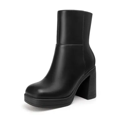 Women's Platform Ankle Boots High Chunky Block Heel Square Toe Boots Fashion Dress Heeled Booties, Shoes For Women, Women's Shoes,back to school,back to school haul,sohochic