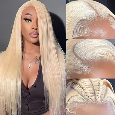 Dachic Hair 613 Blonde Straight Wig 13x6 HD Transparent Lace Frontal 40 Inch wig for Women Pre Plucked with baby hair Human Hair wigs 180% Density