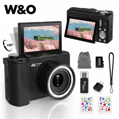 2026 Digital Camera for Photography, Foldable Screen Portable Vlogging Camera with 32GB SD Card, Wrist Strap, Self Timer, Smooth Video vlogging Camera, Ideal Gift for Girls, Boys Teenagers, and Beginners, Birthday Christmas Back to School Gift for Her