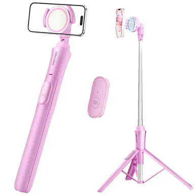 UBeesize 62'' Magnetic Tripod with Remote - Compact Aluminum Silicone Clip Smartphone/Cellphone Stand, MagSafe Selfie Stick for iPhone & Android, Vlogging Kit with Mount, Rotation Ring, Mobile