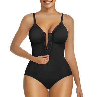 SHAPERX Shapewear for Women Tummy Control Bodysuits Zip-Up Comfort Shapewear Breathable Suitable for Everyday Wear Womenswear Elastic