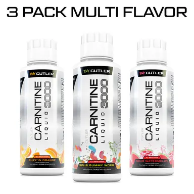 Cutler Nutrition 3 Pack Multi Flavor Carnitine Liquid 3000 Energy Sport Beverage Drink Variety Pack US Edition