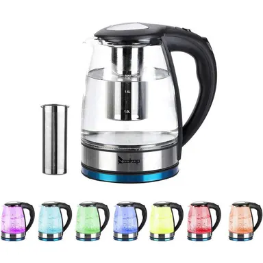 Winado Electric Kettle with Glas,Electric Glass Kettle and Tea Maker with Temperature Controls 110V 1200W 1.8L Glass Electric Kettle with Filter, Stainless Steel Lid & Bottom