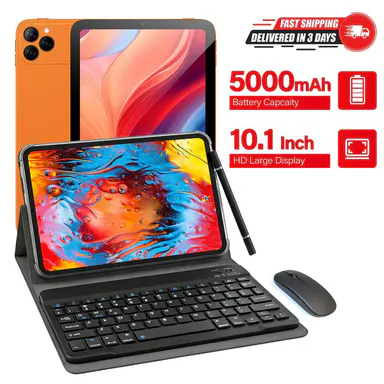 Family 10.1\" HDM Android Tablet, Complete Bundle w/ Keyboard, Mouse, WiFi Connectivity, Stylus & Case for Kids, Parents and Home Use
