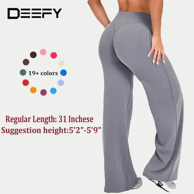 DEEFY SoftMotion Straight Leg Bottoms 30.5\" & 31.5\" Inseam Fitness Gymwear Women Workout Breathable Light Thin Sportswear Gym Outdoor Sports Yoga Pants Wide Sweatpants Sav Wide Leg Pants