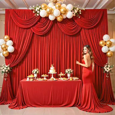 Sohochic 6-Panel Wedding Backdrop Drapes, Wrinkle-Free Polyester Curtains with 7.8-Inch Rod Pocket, Elegant Pleated Durable Fabric for Ceremonies, Reusable (Reusability Feature) in 5x7ft/5x10ft/5x12ft Sizes, Festive Party Decor