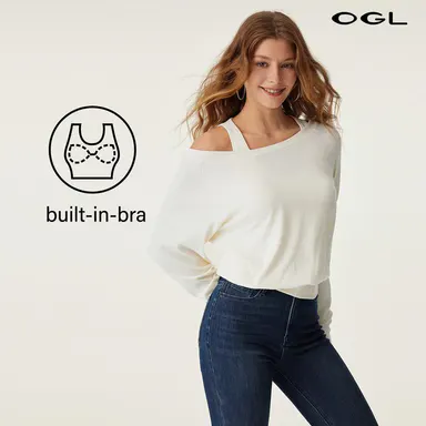 OGL Women's Heat-Tech Multi-Wear Layering Bra Top - Basic Long-Sleeves Plain Top, Minimalist Design, Sports Casual Fall Outfit tiktokshopstockup Lightweight Activewear Sleeveless Gym Tops