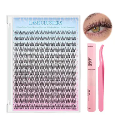 Natural Lash Extension Kit 168Pcs Wispy EyelashExtensions Kit Individual Lashes Extensions withLash Bond & Seal & Tweezers for Beginners cluster applicator makeup cosmetic cosmetic Gentle eyelashes & adhesives 0.05mm cluster kit,sunscreen