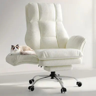 【SummerFinds】HOMRELEXA Big and Tall Executive Ergonomic Office Chair - Foldable Velvet Office Furniture with Flip Armrests, Footrest, Premium Tech Fabric Wide Seat, Reclining for Supportive Sitting, Room Decor for WFH Setup, Chair For Desk