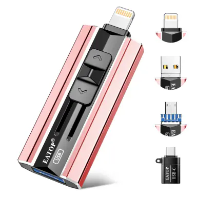 EATOP Portable USB Flash Drive - Mini External Storage Stick for iPhones, iPads (Including iPad Mini 2), Android Phones, Tablets, PCs - No App Required, Ideal for Travel, Work, Saving Photos, Videos, Files,back to school,back to school haul