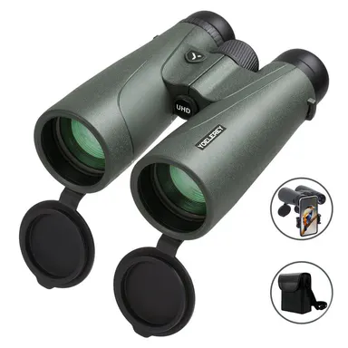 Yoelerey 15x52 UHD Binoculars for Adults High Powered with Phone Adapter, Bino Case, Quick Release Straps, Cleaning Cloth - Binoculars for Bird Watching - Low Night Vision for Hunting, Stargazing, Cruise Ship, Outdoor Binoculars, Night Vision Binoculars