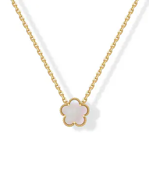 PAVOI 14K Gold Plated Clover Necklaces for Women - Black Onyx & Mother of Pearl Gemstone Pendant Necklace - Adjustable Chain Hypoallergenic Jewelry Gifts