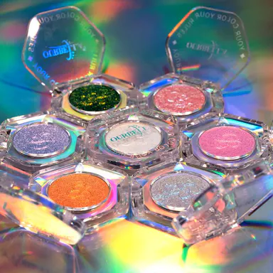 [Best Seller]Ourbella single multi-chrome eyeshadows, sparkly shimmer glitter eyeshadow, iridescent shimmer, talc free, holographic ,color-shifting, metallic iridescent shimmer shadow duochrome,SohoChic