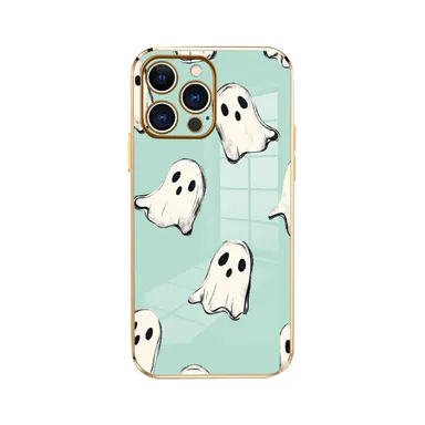 Ghostly Pattern Soft Silicone Phone Case for iPhone 18,17,16,15,14 Pro Max,13,12,11,XR,XS Plus - Electroplated, Non-Slip, Heavy Duty Military-Grade Protection, 4-Corner Shockproof Anti-Drop Cover (Compatible with iPhone 14 Pro), Heavy Duty Protection