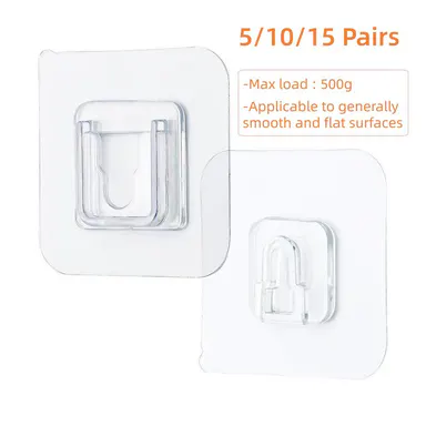5/10/15 Pairs Self‑Adhesive Snap Fasteners, Multi‑Purpose Wall Mount Holders, Perfect for Securing Power Strips, Remote Controllers, Storage Racks and Small Household Items, No Drilling Needed, Easy‑Install Practical Home Organizing Accessories