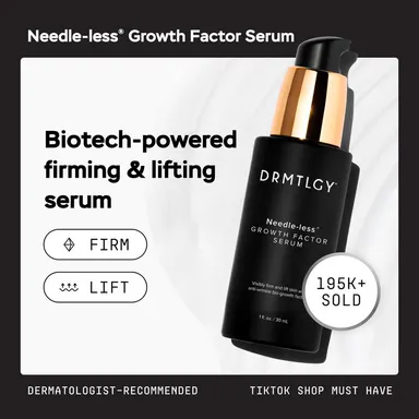 DRMTLGY Needle-less Growth Factor Serum, 1 fl oz. Lifts, Firms, & Smooths Deep Wrinkles with Vegan Growth Factor Peptides, Ceramides, & Hyaluronic Acid.