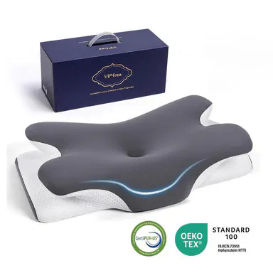 Adjustable Ergonomic Cervical Neck Pillow - VIPfree Cooling Memory Foam, Orthopedic Neck Care Support, Breathable Removable Pillowcase, Pillows for Sleeping, Good Posture Mother's Gift