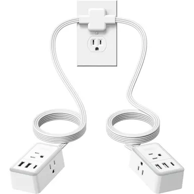 NTONPOWER Twin Extension Cord Splitter 12 / 18 FT, with 6ft Dual Extension Cord on Each Side 3 Widely Outlets, Double Extension Cord for Home Office Dorm Room