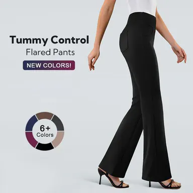 FireSwan Women's Stretchy Work Pants Business Casual Office Trousers Pull On Flare Slacks with 4 Pockets Comfortable & Flexible Design Greenish #TikTokShopSpringGlowUp,summervibes outdoorfun,summerwins,back to school shopping