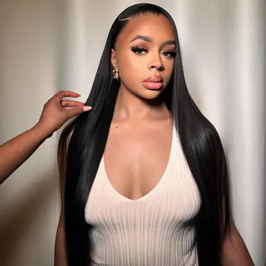 [Super Deal] Hot Star 180% Straight and Body Wave Natural Black 13x6 HD Transparent Lace Front Human Hair Wigs Pre Plucked Wigs For Women