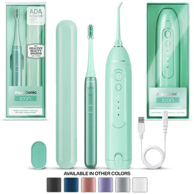 Icon Electric Toothbrush & Water Flosser Bundle - Travel case, charging cord Daily Oral Daily Oral Cleansing | AquaSonic