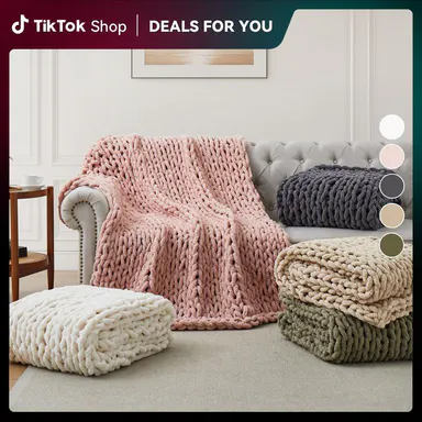 PEACE NEST Chenille Knit Throw Blanket 50\"x60\" Soft Cozy Couch Blanket Machine Washable Sofa Throw for Bedroom & Living Room Decor in Multiple Colors