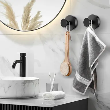 Decerk Shower Suction Cup Hooks 2 4 6 PCS with Replaceable Core, Vacuum Locking Wall Hooks for Bathroom, No Drilling Removable Towel Hooks for Glass Tile, Hanging Towels Robe Loofah,dorm room inspo,college dorm essentials,dorm haul