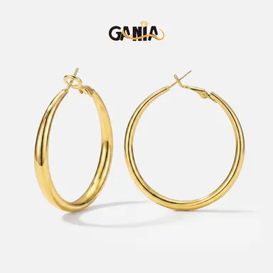 GANIA Gold-Tone & Silver-Tone Hoop Earrings for Women – Brass Base, Lightweight Multi-Size Hoops Set (30/40/50/60mm), Daily Jewelry Gift for Girlfriend Wife Mom