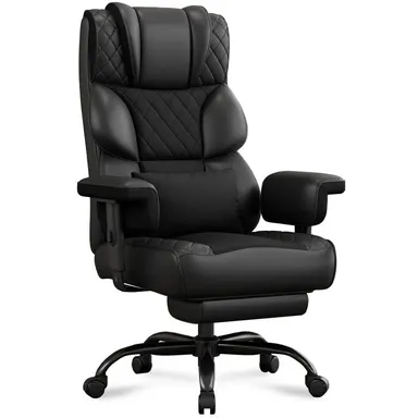 Vonesse Big and Tall Office Chair, Computer Chair with Soft Adjustable Armrests, Ergonomic Gaming Chair with Breathable Linen Design, Executive Chairs with Footrest V3048A