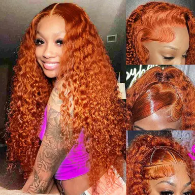 【30inch only $129】ROZILO 30 Inch 13x6 Orange Ginger Wig Human Hair 13x6 HD Deep Wave Lace Front Wigs Pre Plucked With Baby Hair Glueless Deep Curly Frontal Wig 350 Color SummerVibes