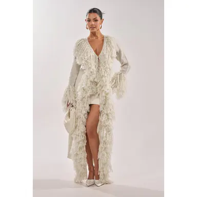 BURRR IT'S COLD OUTSIDE FRINGE OVERSIZED SWEATER IN IVORY